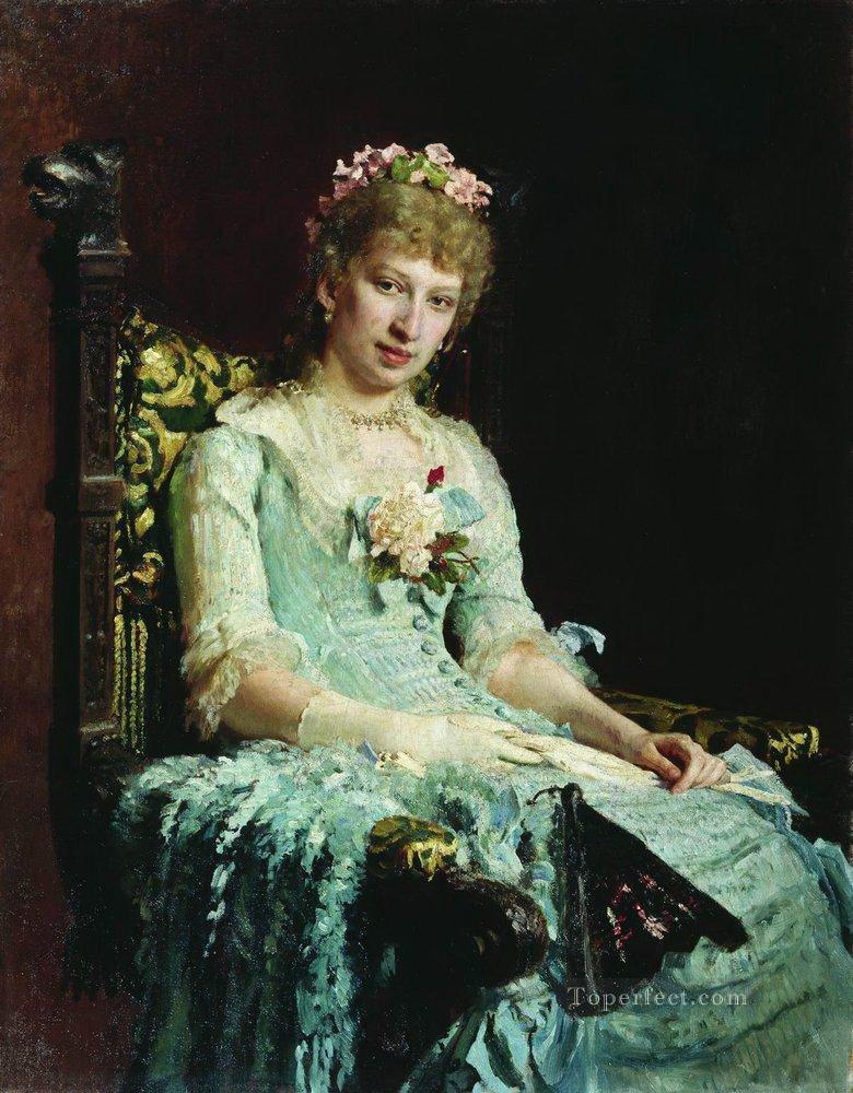 女性の肖像 エド・ボトキナ 1881年 イリヤ・レーピン油絵